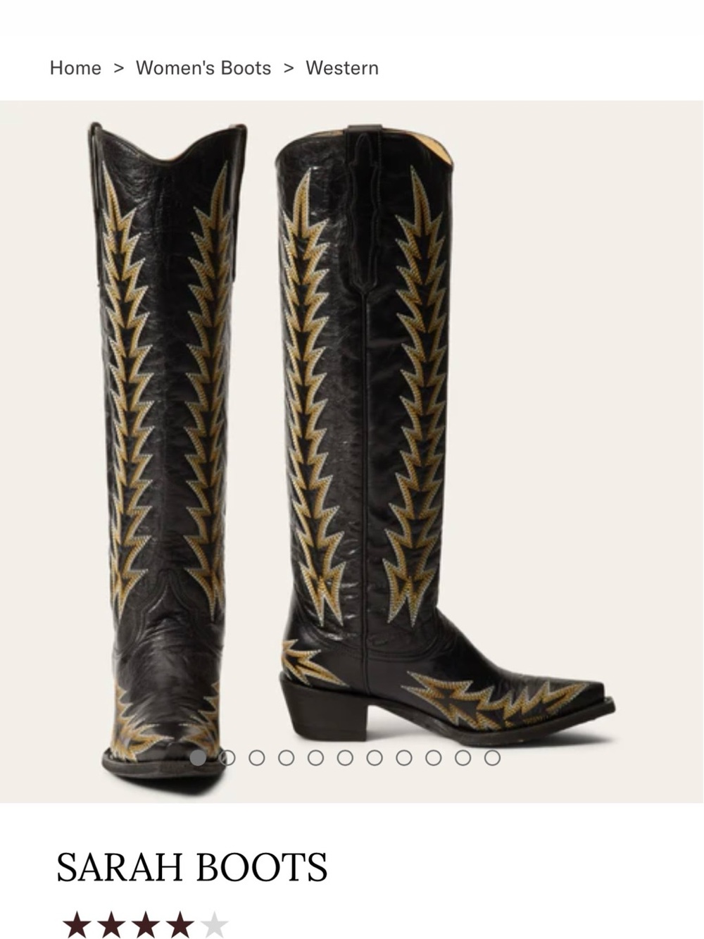 Stetson Black and Gold Western Sarah Boots